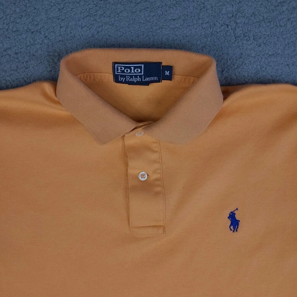 Polo Ralph Lauren Polo Shirt‎ Mens Medium Orange Pony Cotton Rugby